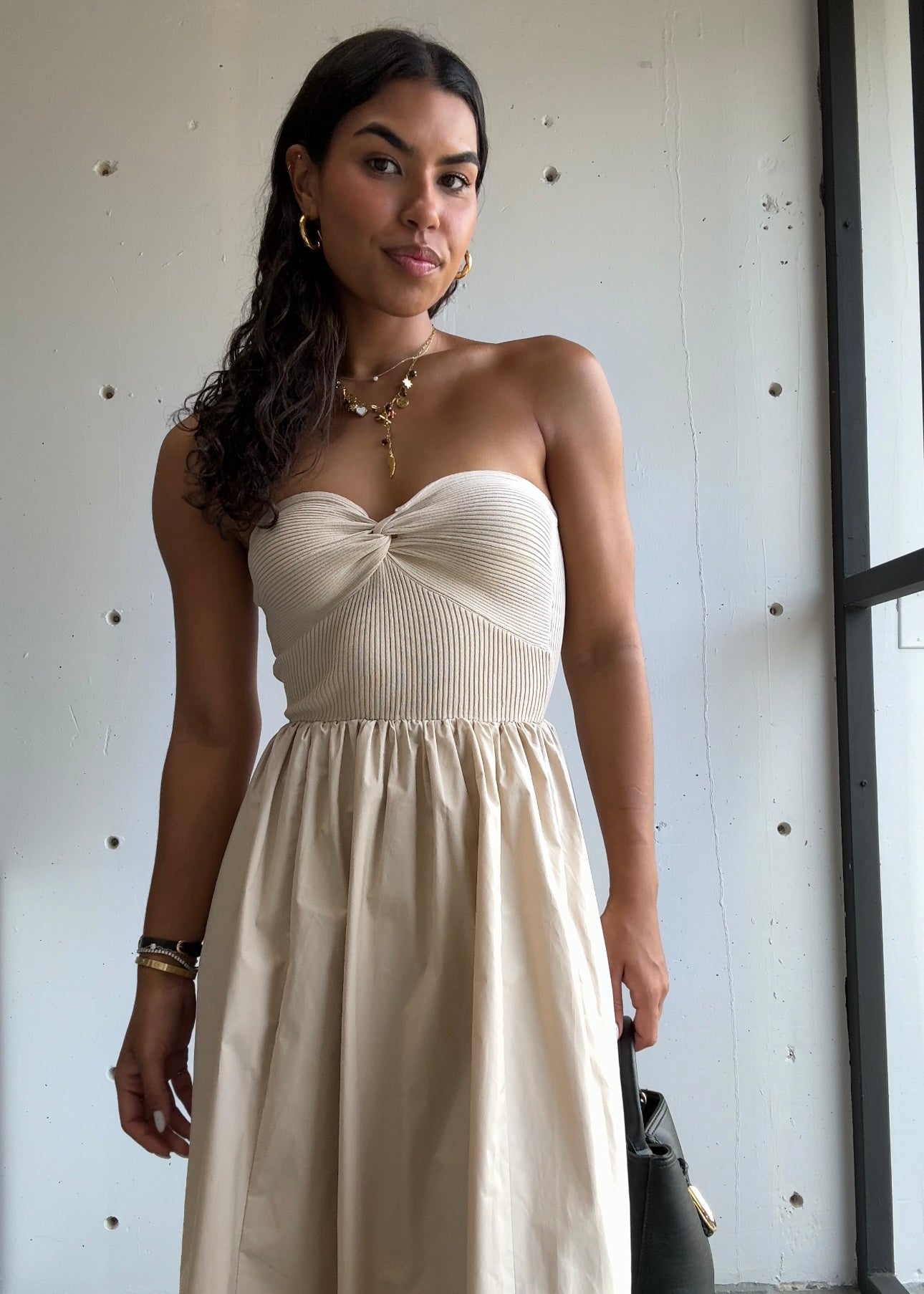 noir twist dress - black/creme
