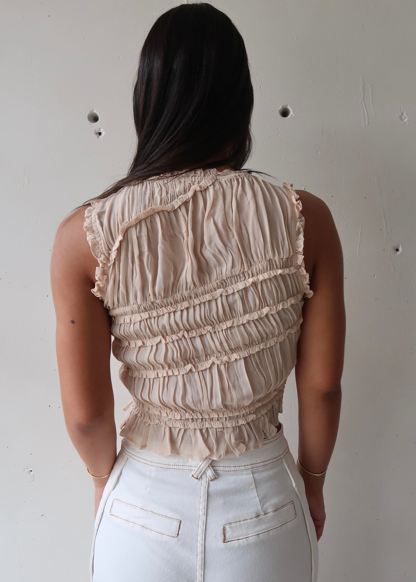 Andy Ruffle Beige Top
