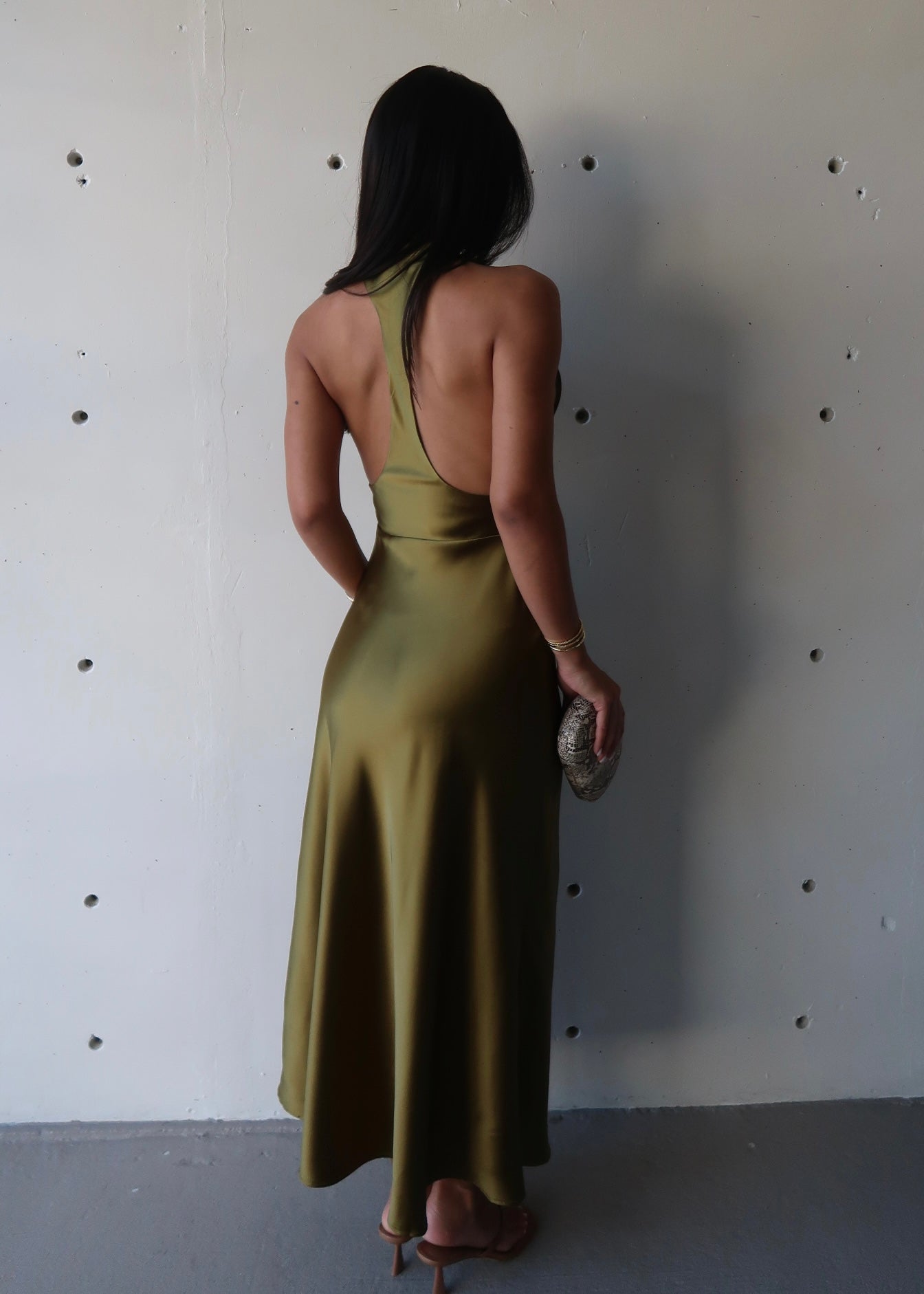 Amika Satin Dress - Matcha Green