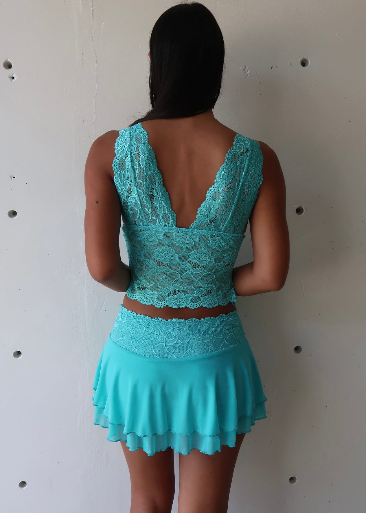 Azure Lace Skort Set