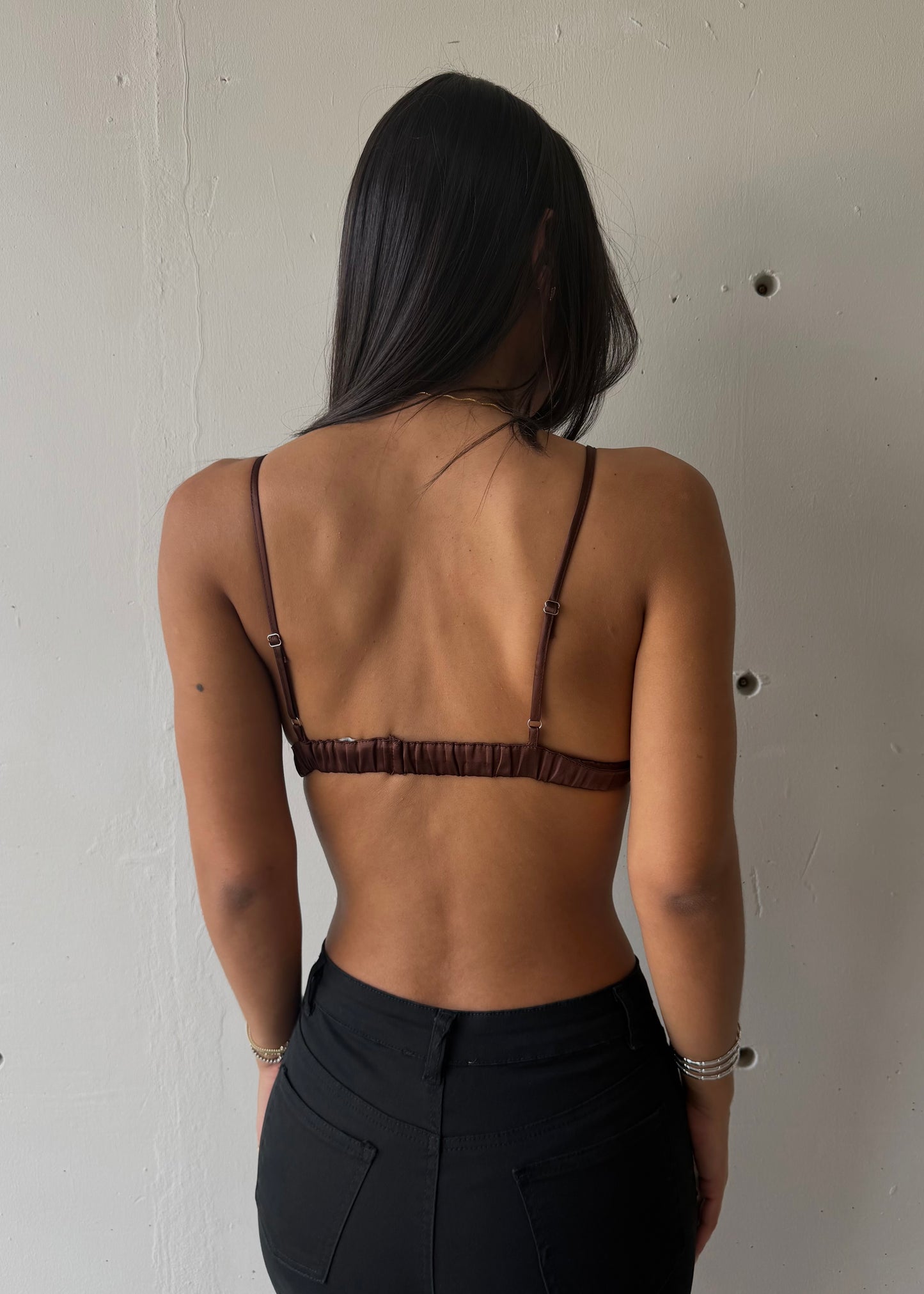 Néa Satin Bralette - Brown
