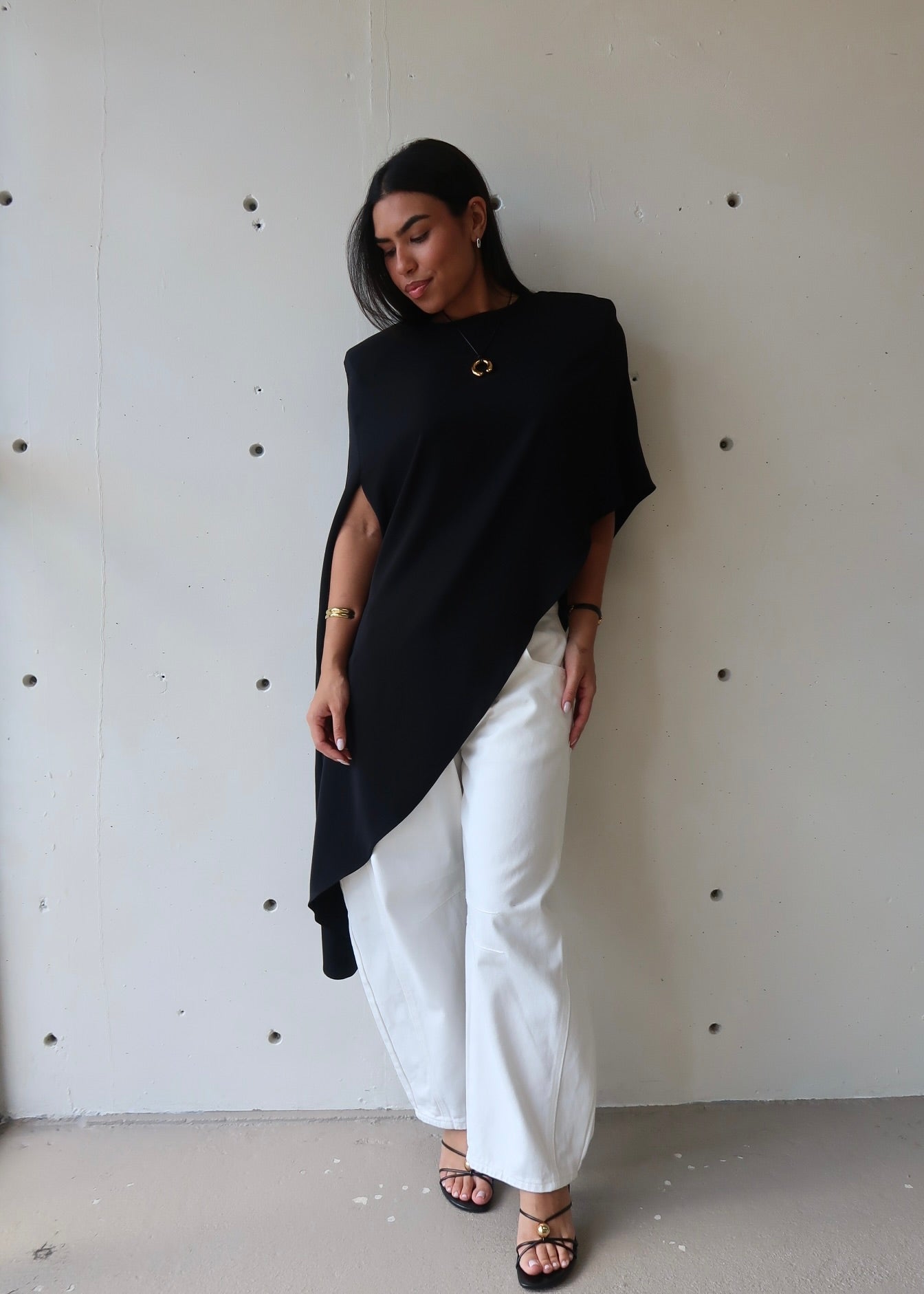 Amy Poncho Top - Black