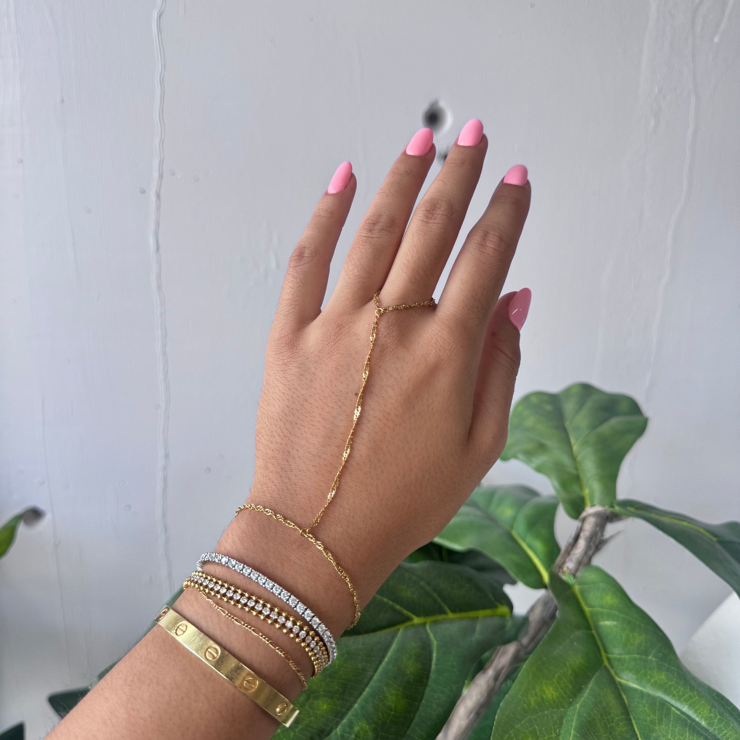 golden thread hand chain