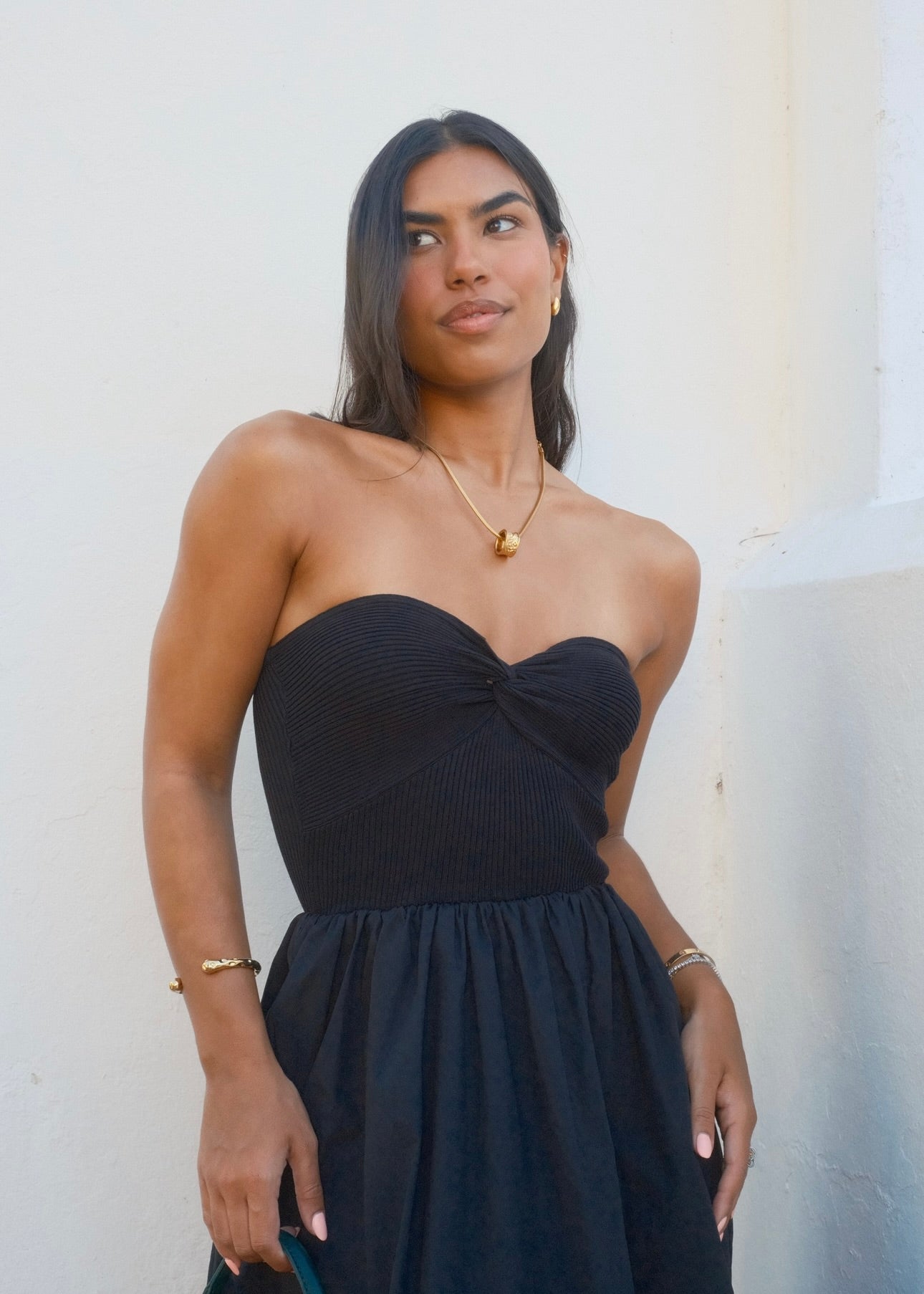 noir twist dress - black/creme