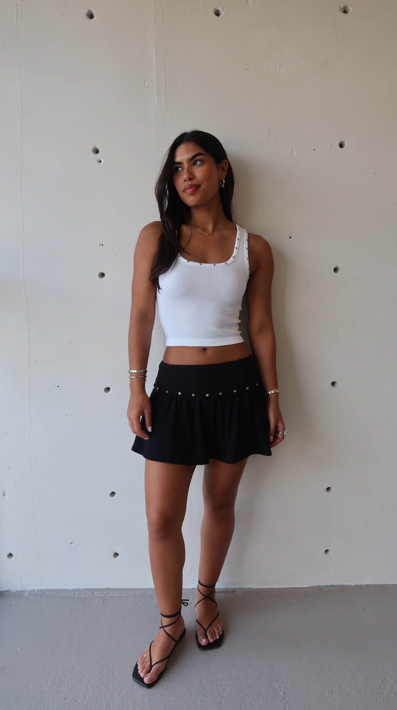 Sienna Studs Tank White - Morena Lucía