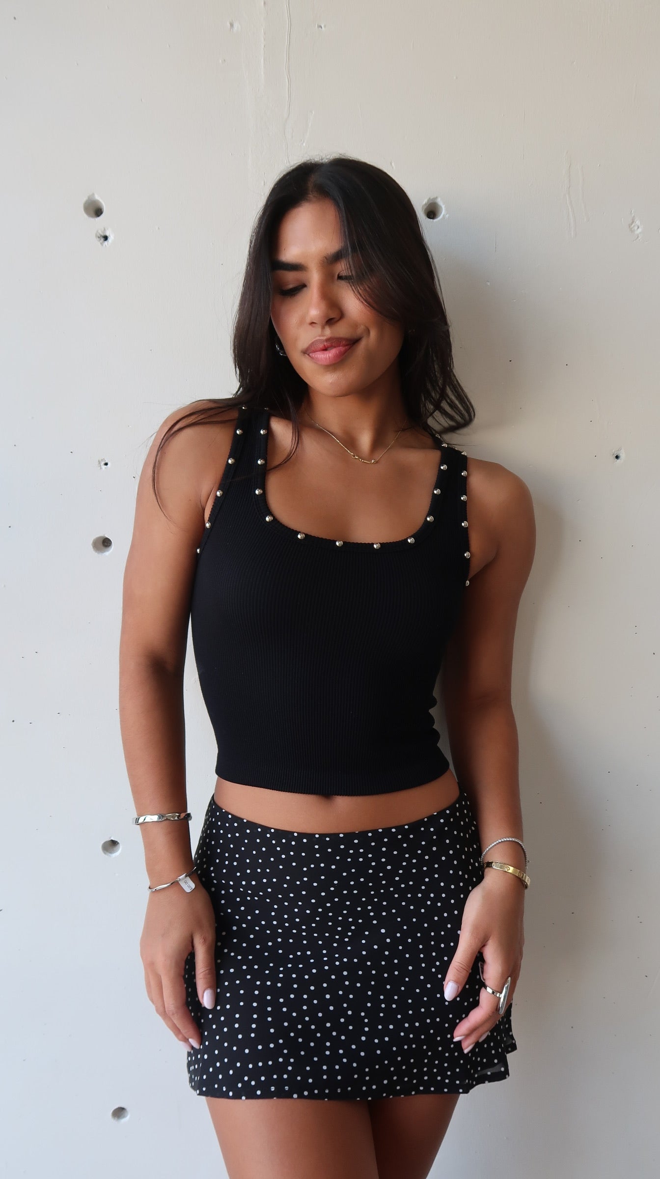 Sienna Studs Tank Black - Morena Lucía