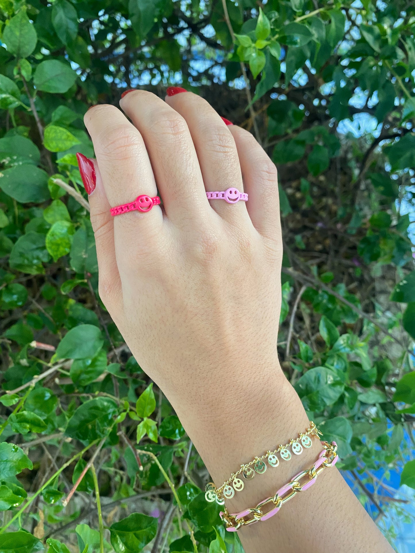 vibrant pink smiley ring - Morena Lucía