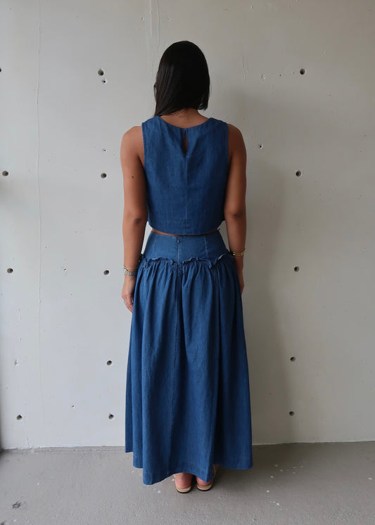 Capri Denim Skirt Set