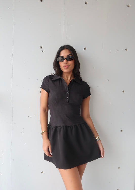erika polo dress - black