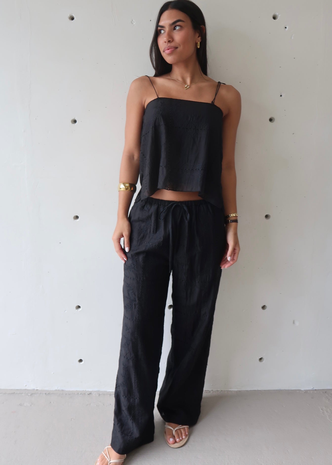 Black Textured Two Piece Set