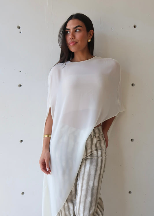 Vera Sheer Poncho - White