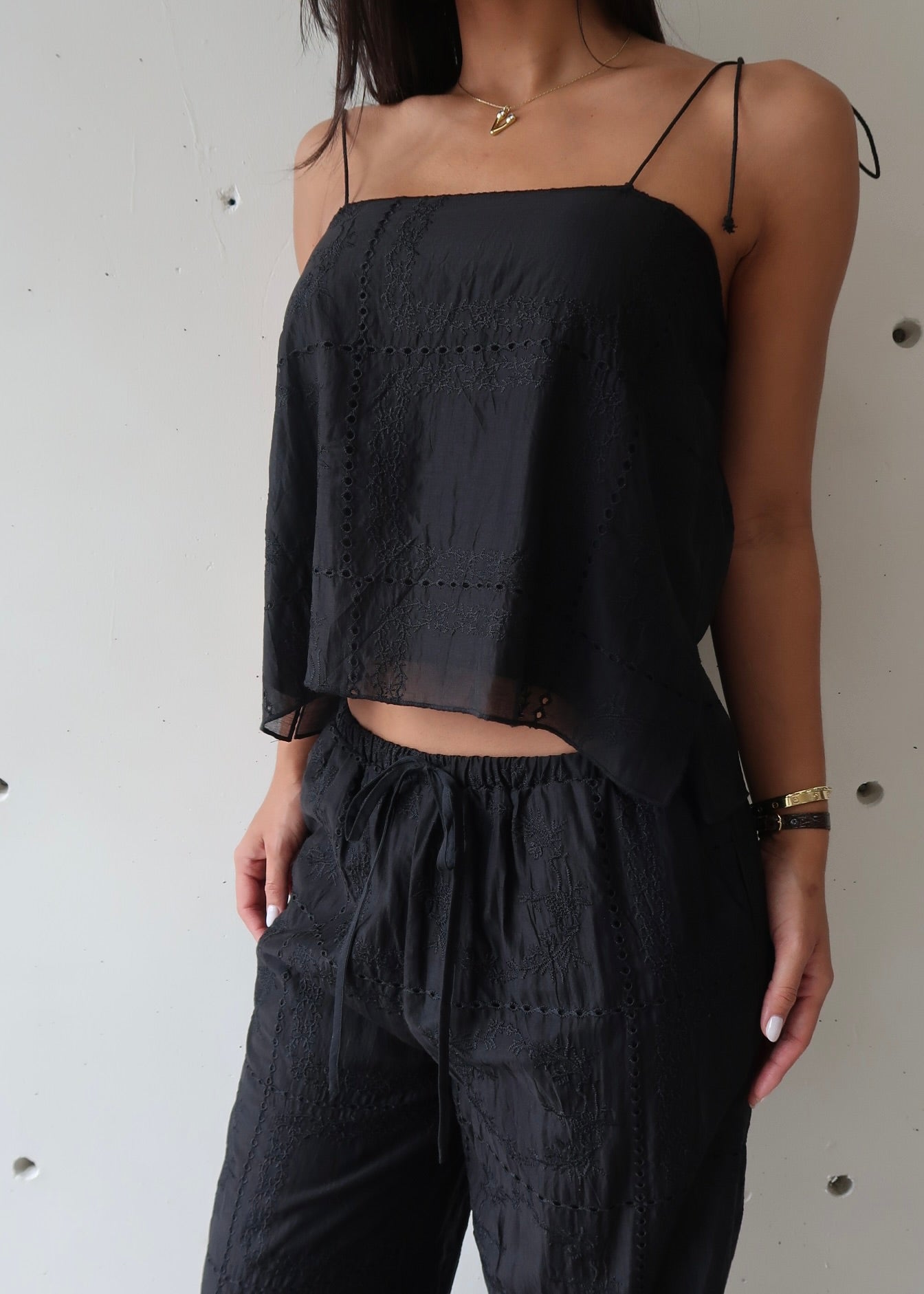 Black Textured Two Piece Set