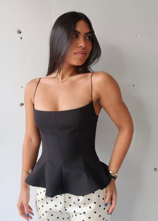 Ana Peplum Top - Black