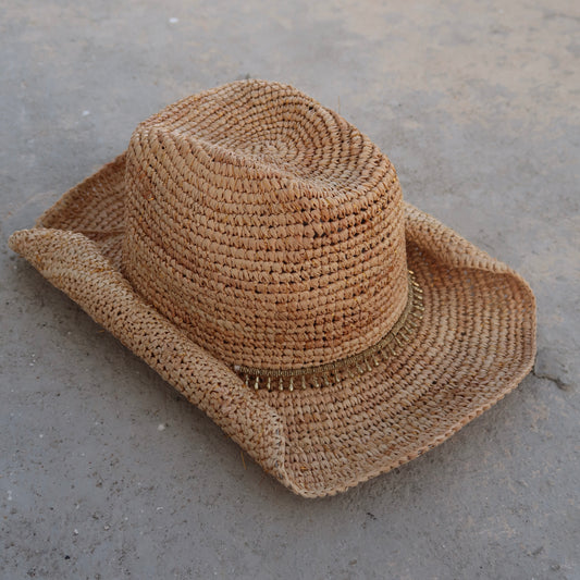 Cow Boy Hat - Natural/Gold