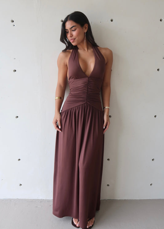 Lya Maxi Dress - Brown