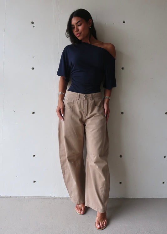 Angelie Barrel Pant - Taupe - Morena Lucía