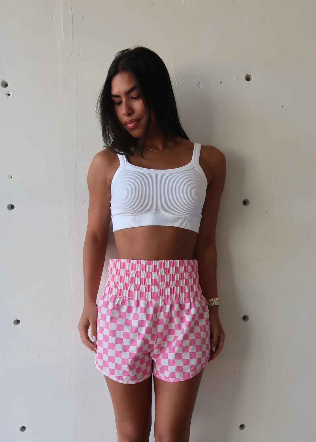 Checkered Pink Short - Morena Lucía