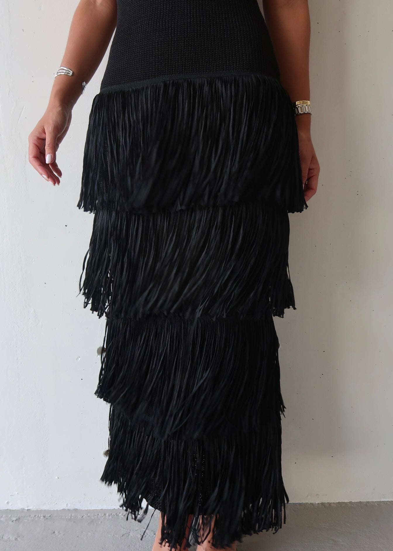 Fringe Black Dress