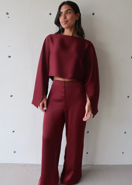 Arielle Pant Set - Burgandy