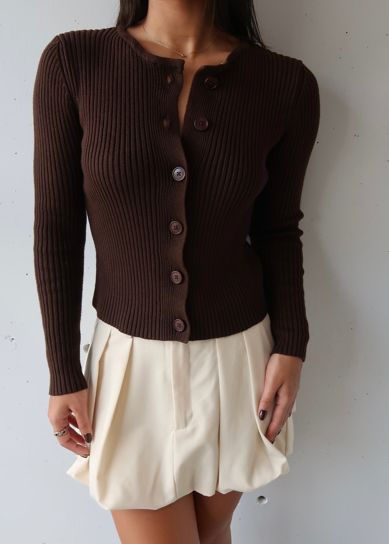 Mocha Fur Collar Cardigan