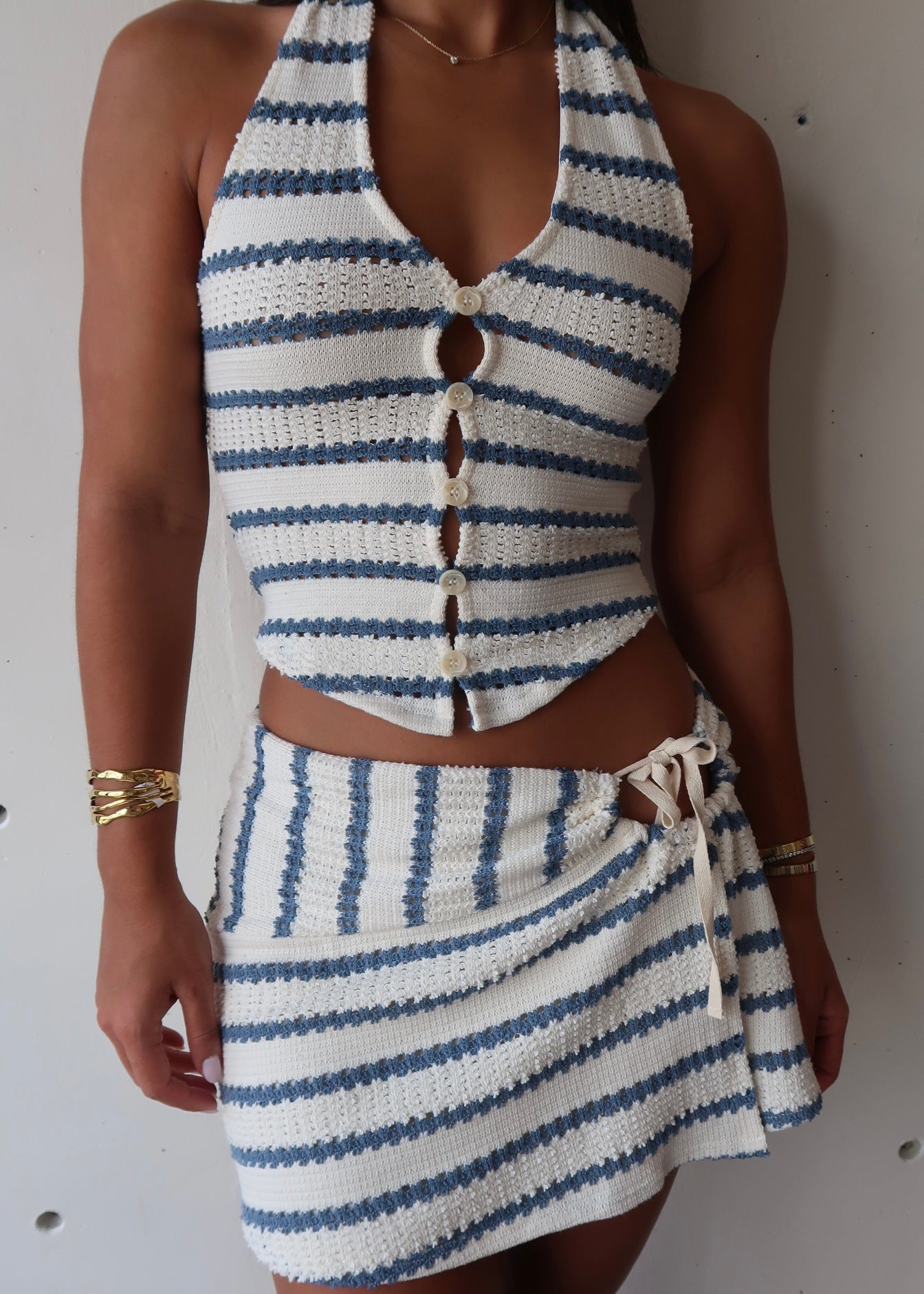 Carola Stripes Set Blue - Morena Lucía