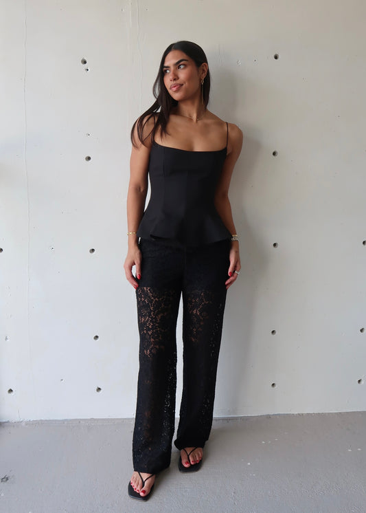 Valencia Peplum Top - Black - Morena Lucía