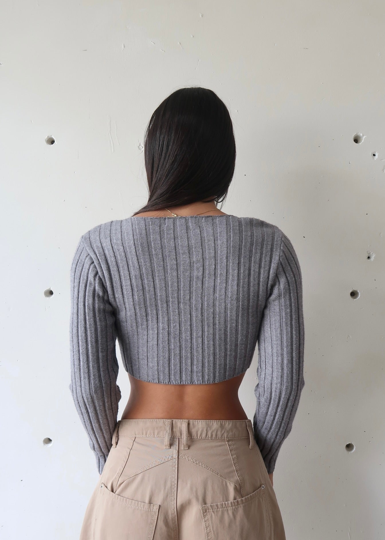 Grey Cardigan Crop Top