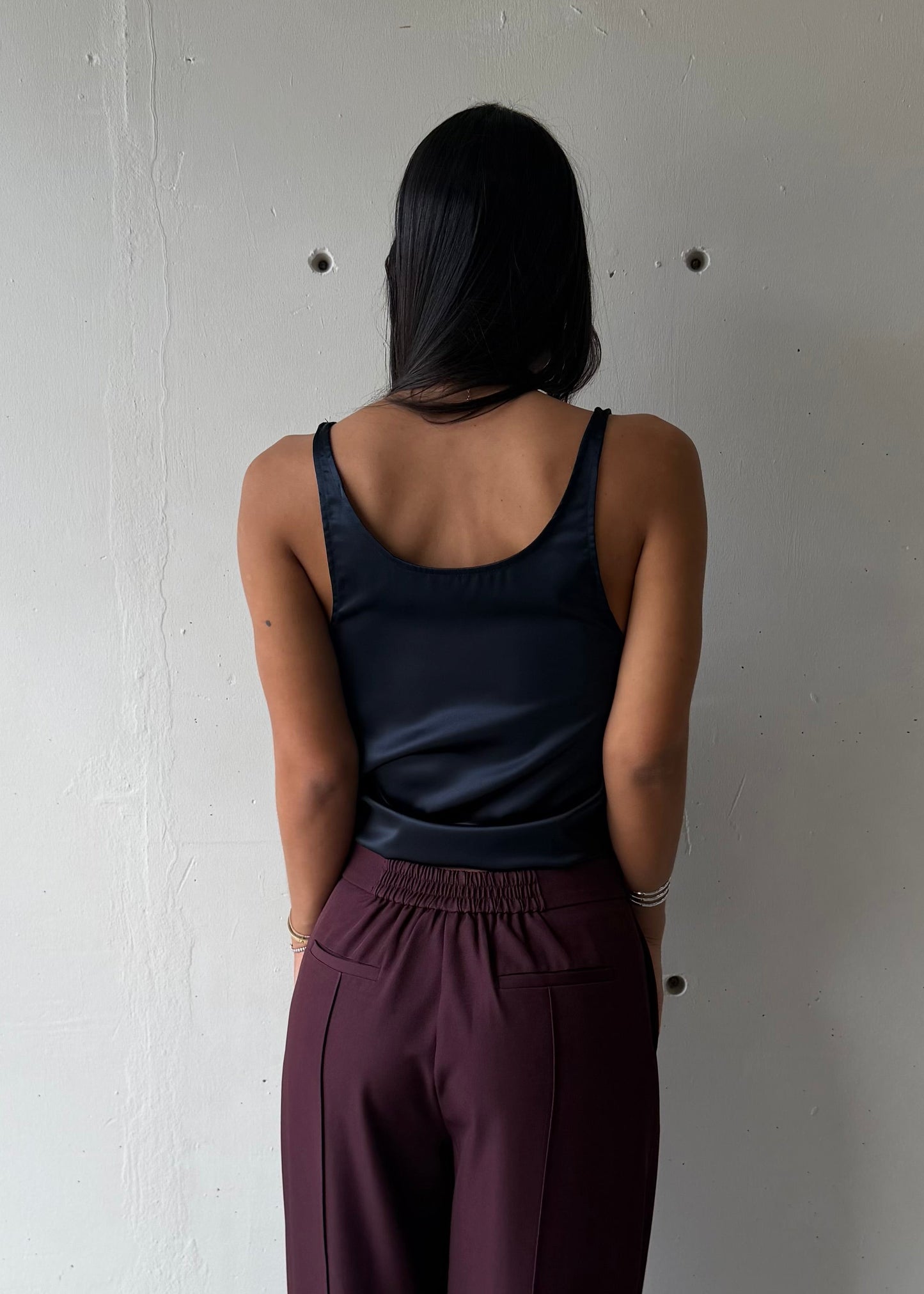 Azira Silk Tank Top - Navy