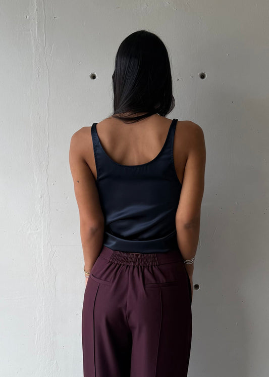 Azira Silk Tank Top - Navy