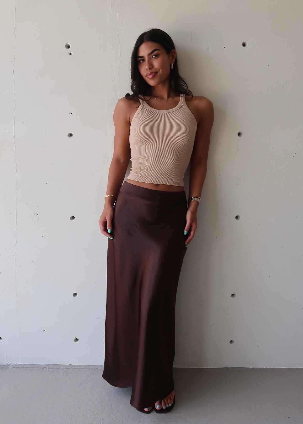 Ribbed Tank Top - Beige