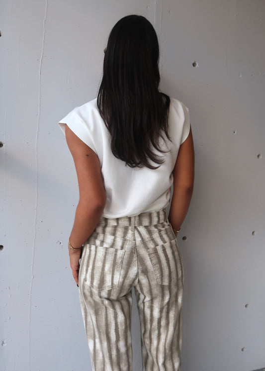 beige striped pant