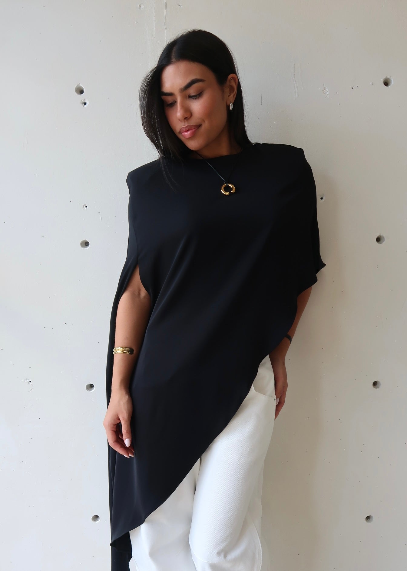 Amy Poncho Top - Black
