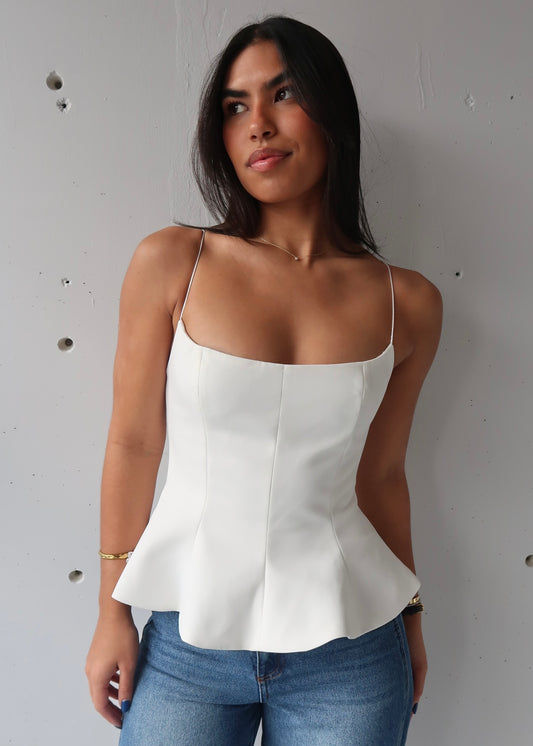 Isa Peplum Top - White