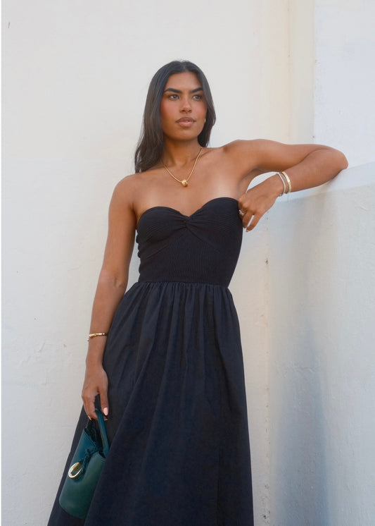 noir twist dress - black/creme