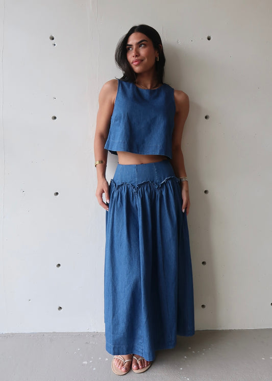 Capri Denim Skirt Set