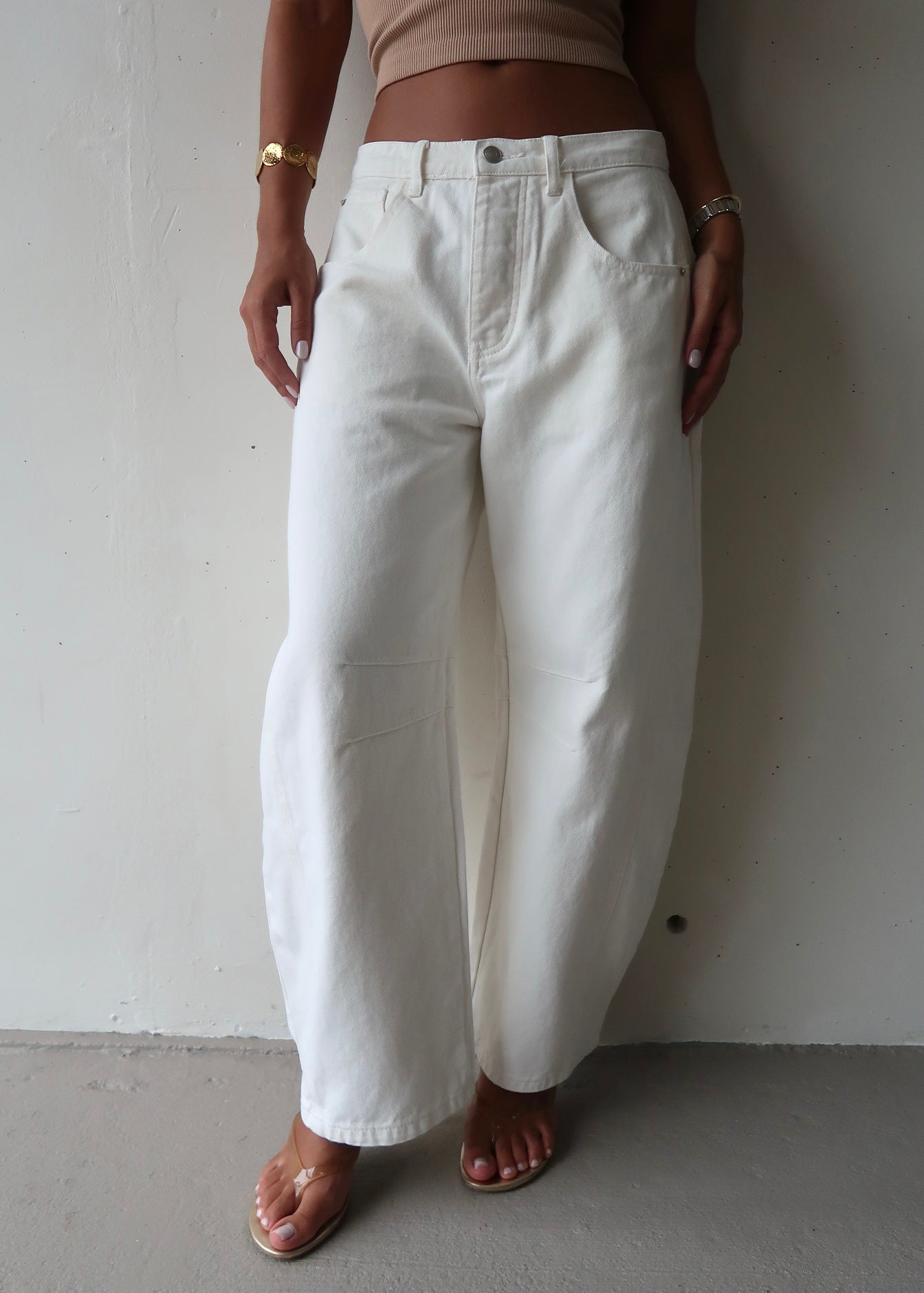 Mila Barrel Jean - Off White - Morena Lucía