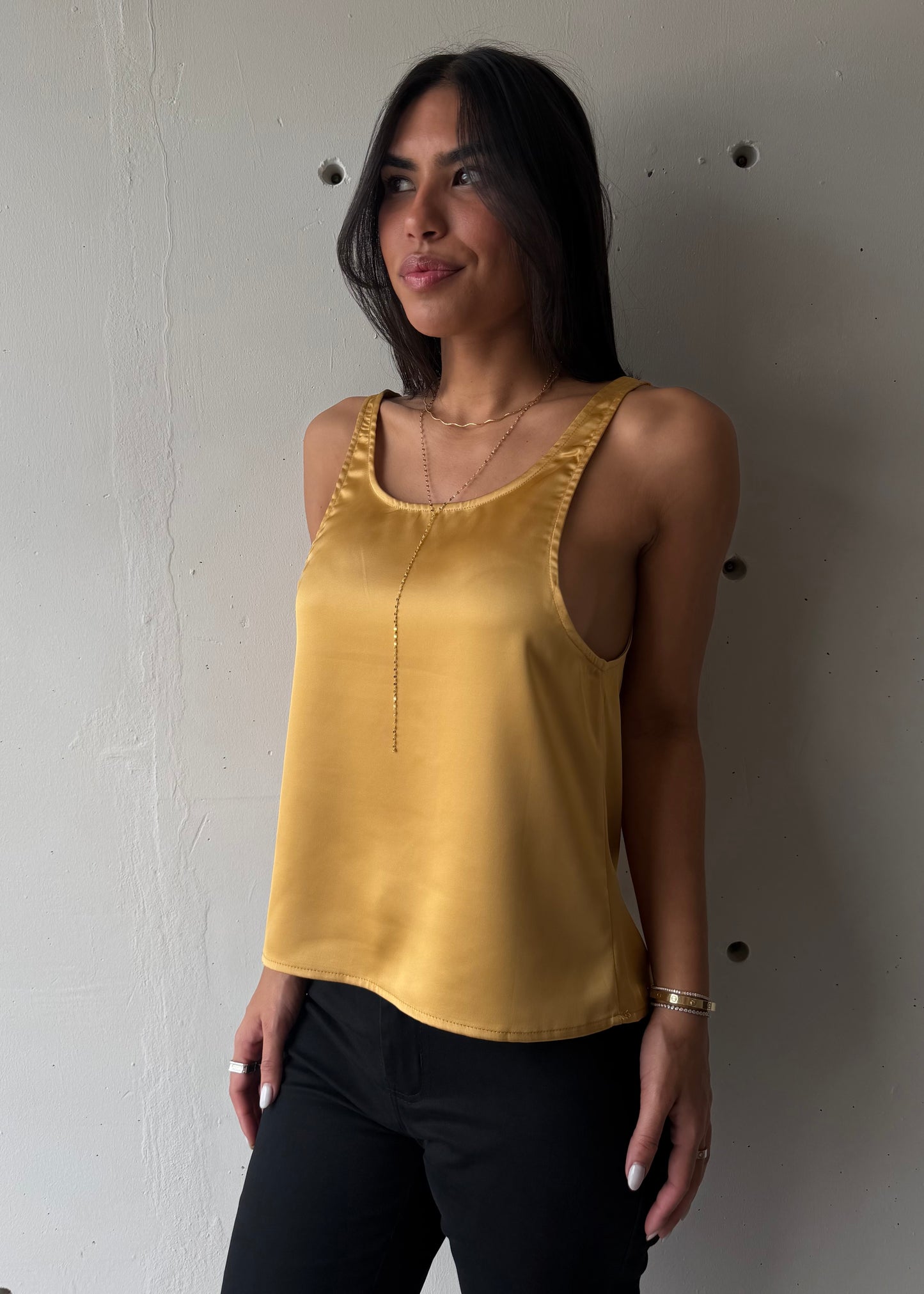 Azira Silk Tank Top - Gold