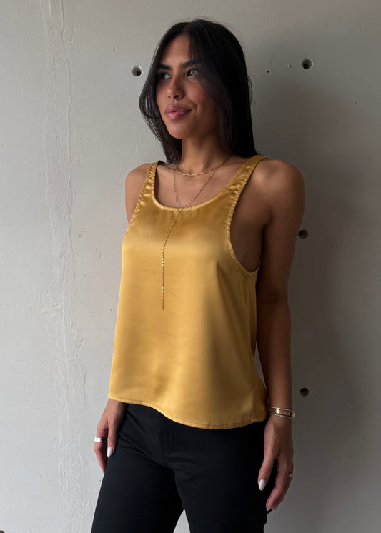 Azira Silk Tank Top - Gold