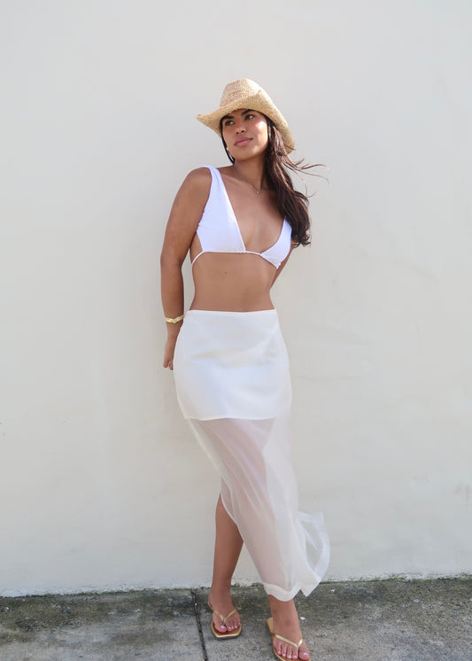 clecia organza skirt - off white