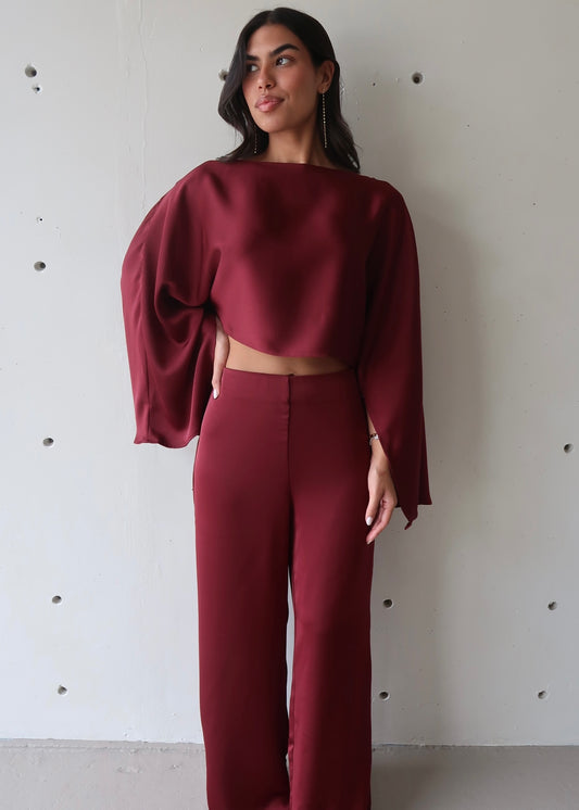 Arielle Pant Set - Burgandy