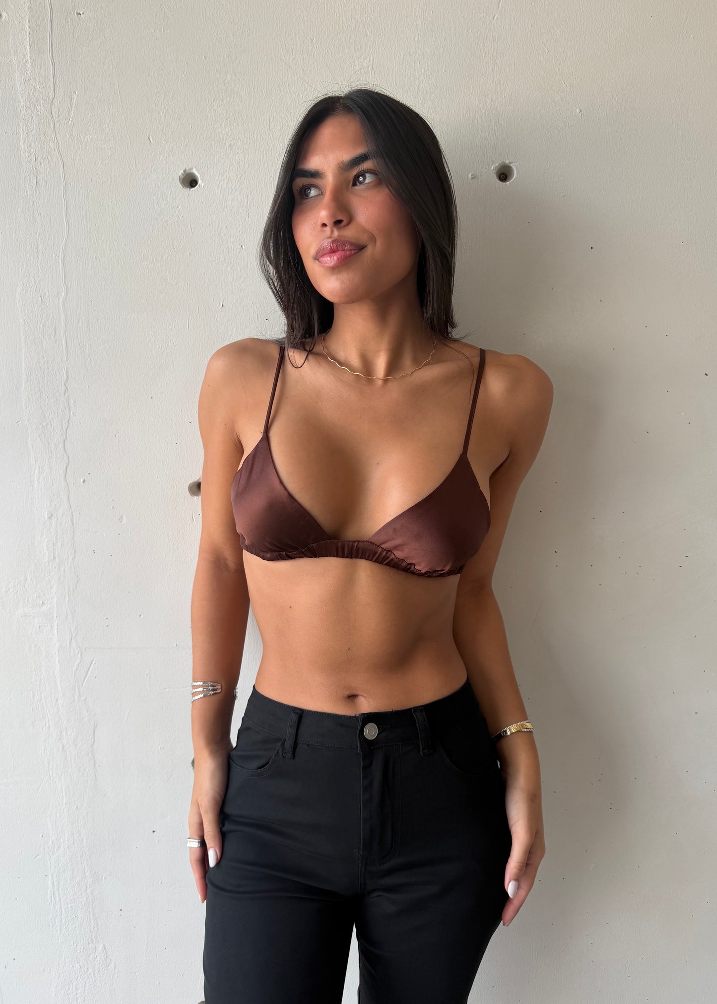Néa Satin Bralette - Brown