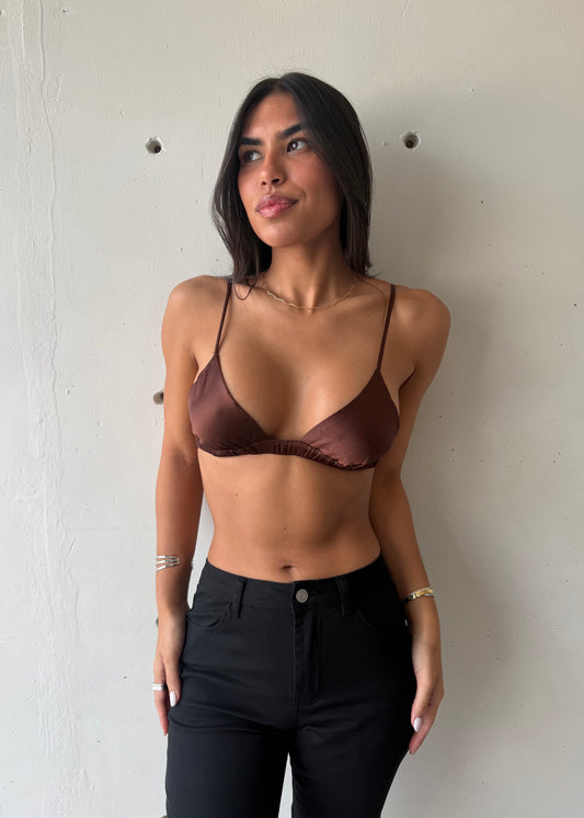 Néa Satin Bralette - Brown