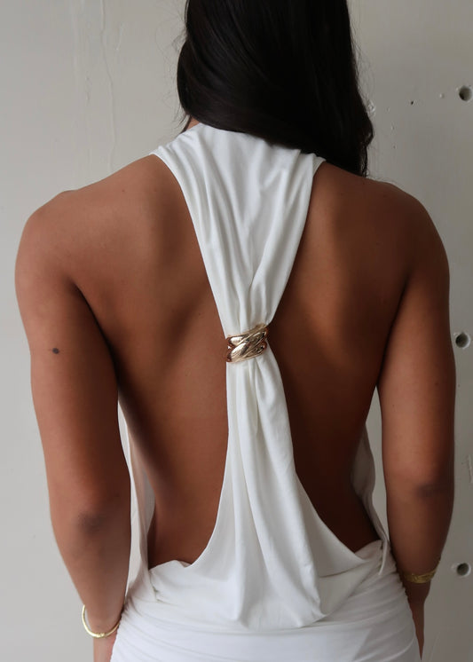 Lucia Open Back Dress - White - Morena Lucía