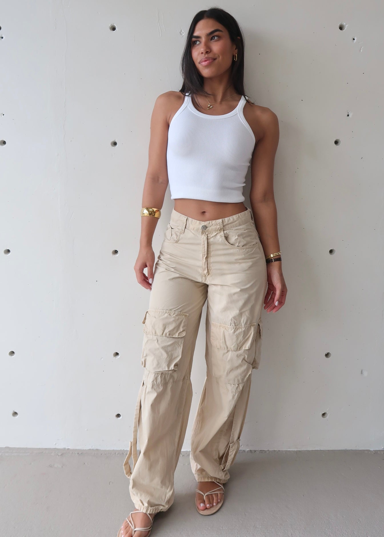 Beige Cargo Pants