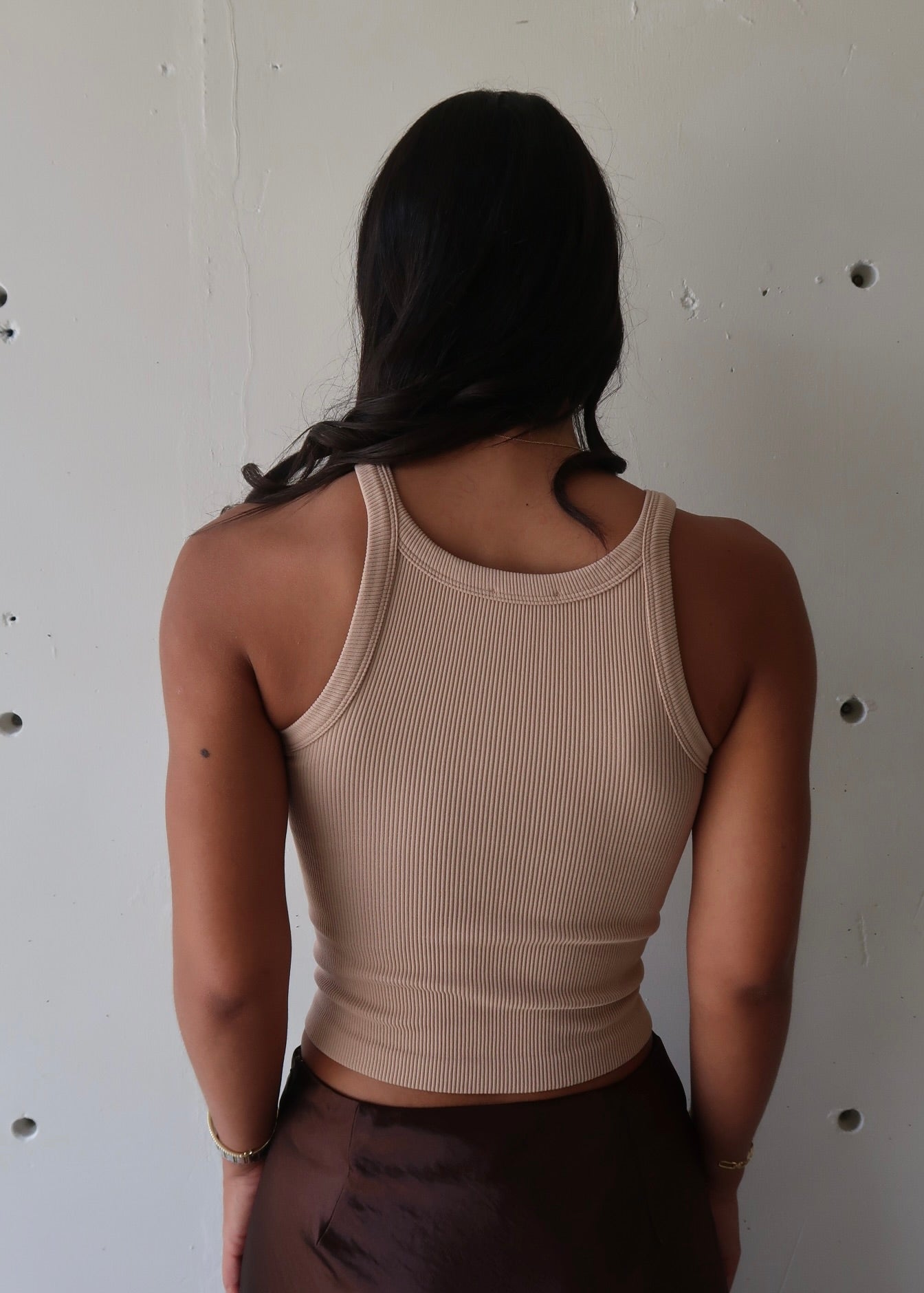Ribbed Tank Top - Beige