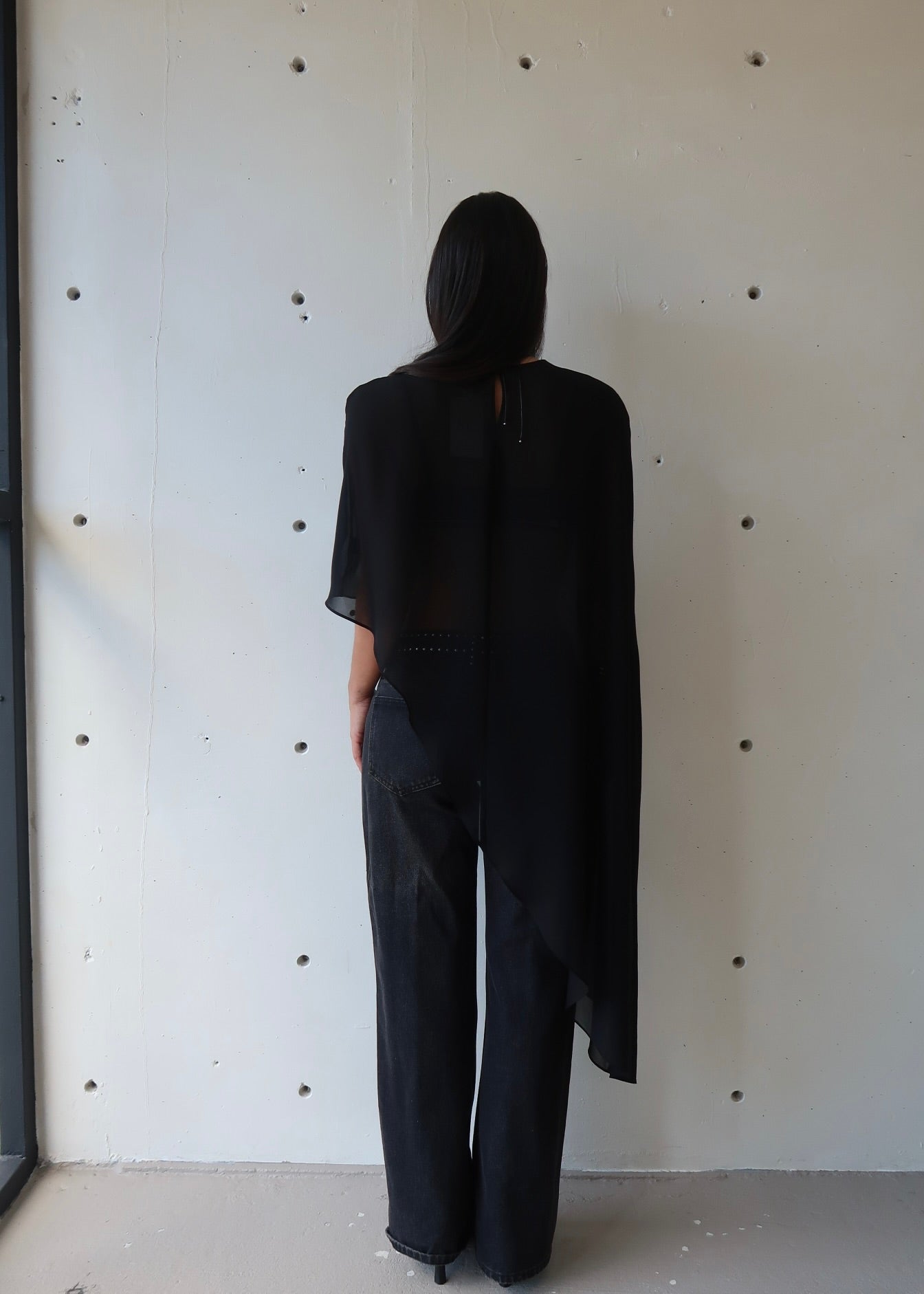 Vera Sheer Poncho - Black
