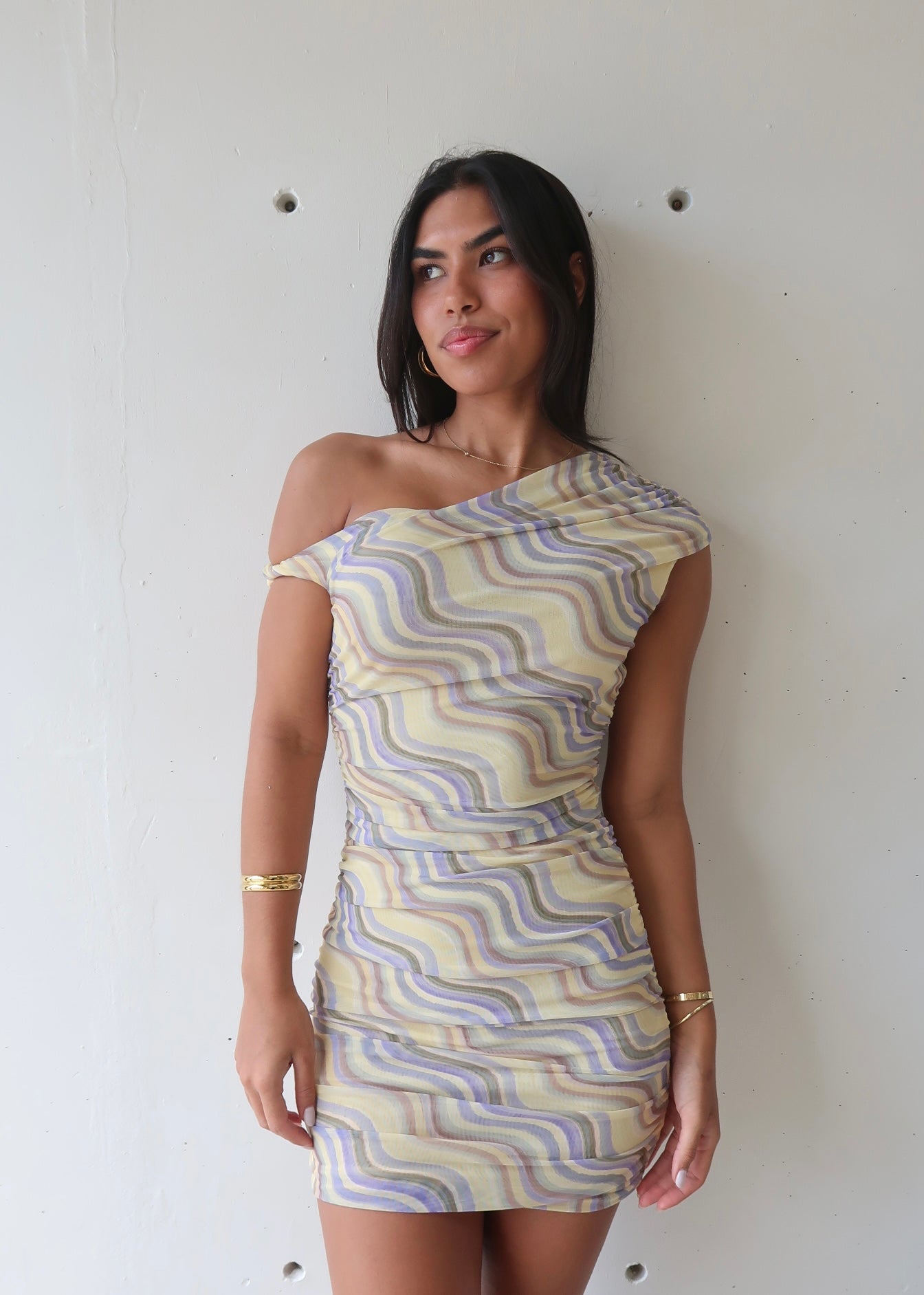 One Shoulder Yellow Dress