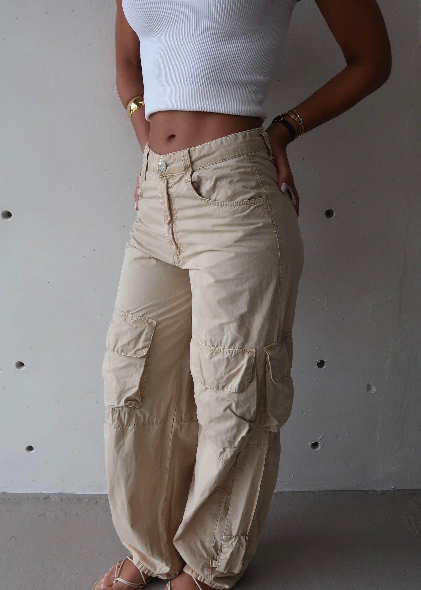 Beige Cargo Pants