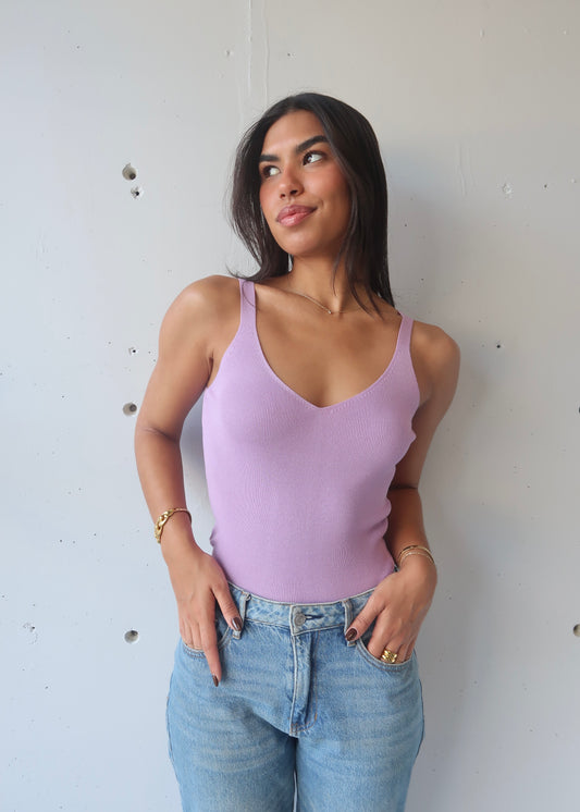 lila knit tank top