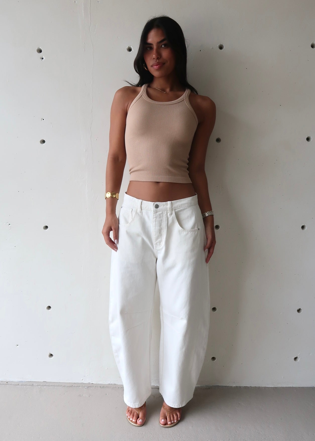 Mila Barrel Jean - Off White - Morena Lucía